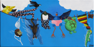 Kiwi Washing Line - 6X11.75" print